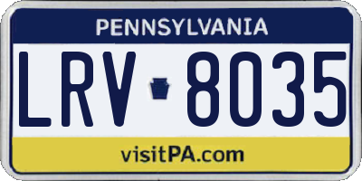 PA license plate LRV8035