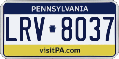 PA license plate LRV8037