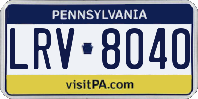 PA license plate LRV8040