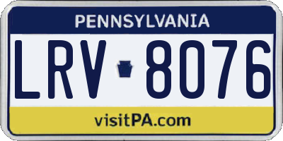 PA license plate LRV8076
