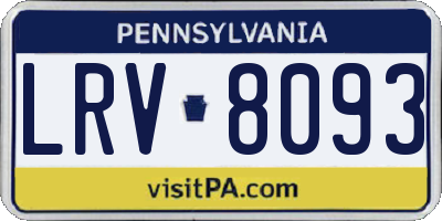 PA license plate LRV8093