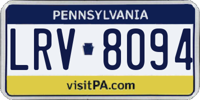 PA license plate LRV8094