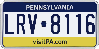 PA license plate LRV8116