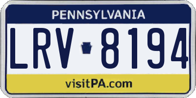 PA license plate LRV8194