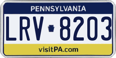 PA license plate LRV8203