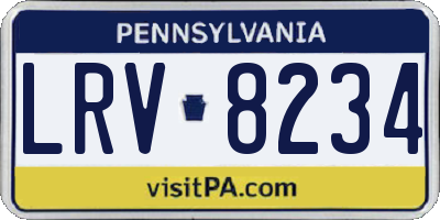 PA license plate LRV8234