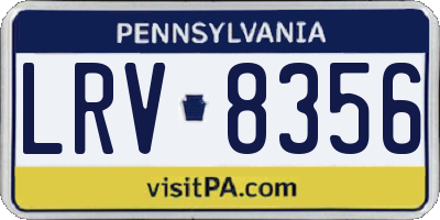 PA license plate LRV8356