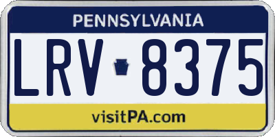 PA license plate LRV8375
