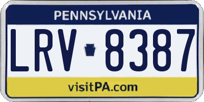 PA license plate LRV8387