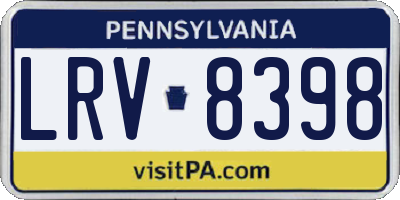 PA license plate LRV8398