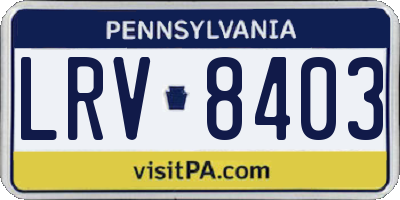 PA license plate LRV8403