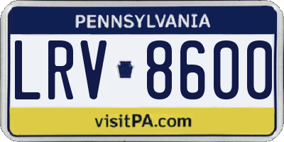 PA license plate LRV8600