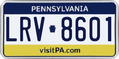 PA license plate LRV8601