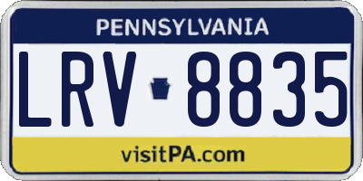 PA license plate LRV8835