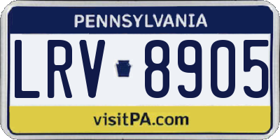 PA license plate LRV8905