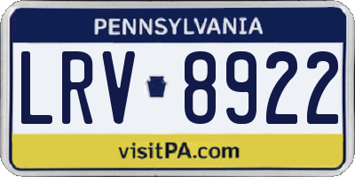 PA license plate LRV8922