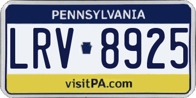 PA license plate LRV8925
