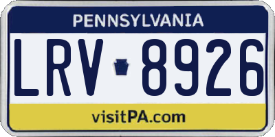 PA license plate LRV8926
