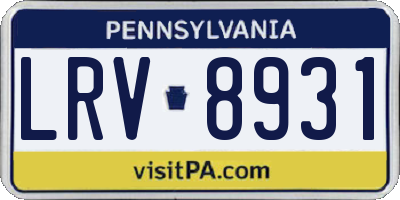 PA license plate LRV8931