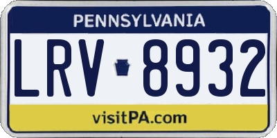 PA license plate LRV8932