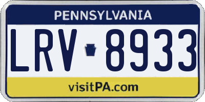 PA license plate LRV8933