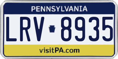 PA license plate LRV8935