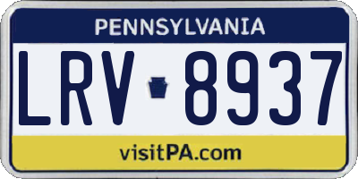 PA license plate LRV8937