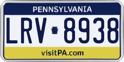 PA license plate LRV8938