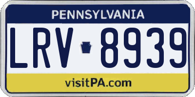 PA license plate LRV8939