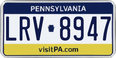 PA license plate LRV8947