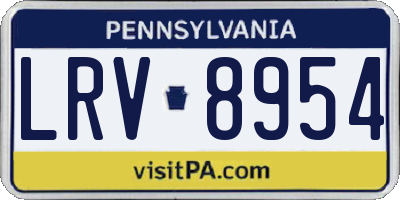 PA license plate LRV8954