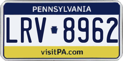 PA license plate LRV8962