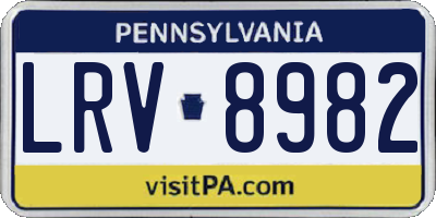 PA license plate LRV8982