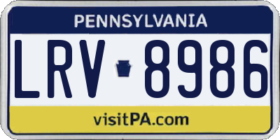 PA license plate LRV8986