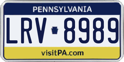 PA license plate LRV8989
