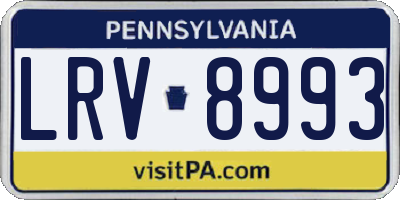 PA license plate LRV8993