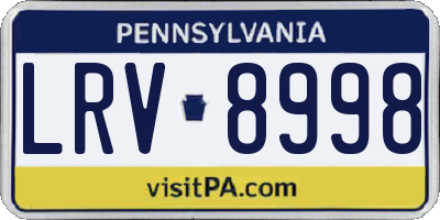 PA license plate LRV8998