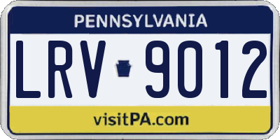 PA license plate LRV9012