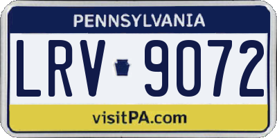 PA license plate LRV9072