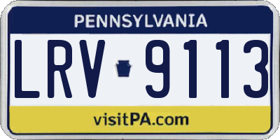 PA license plate LRV9113
