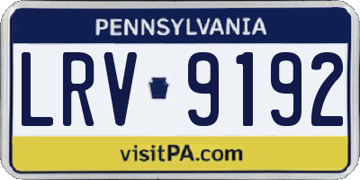 PA license plate LRV9192