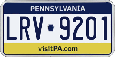 PA license plate LRV9201