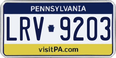 PA license plate LRV9203