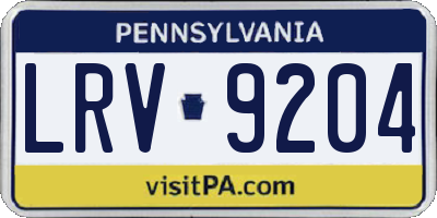 PA license plate LRV9204