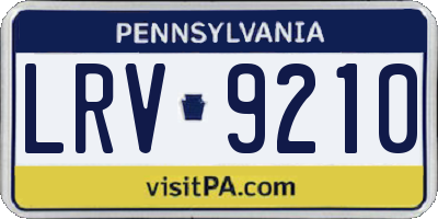 PA license plate LRV9210
