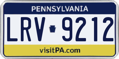 PA license plate LRV9212