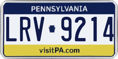 PA license plate LRV9214