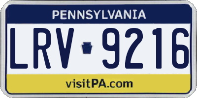 PA license plate LRV9216