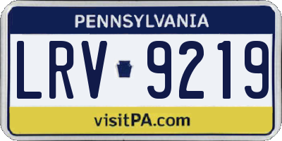 PA license plate LRV9219