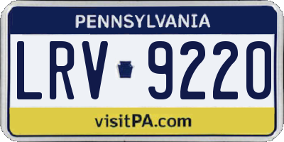 PA license plate LRV9220